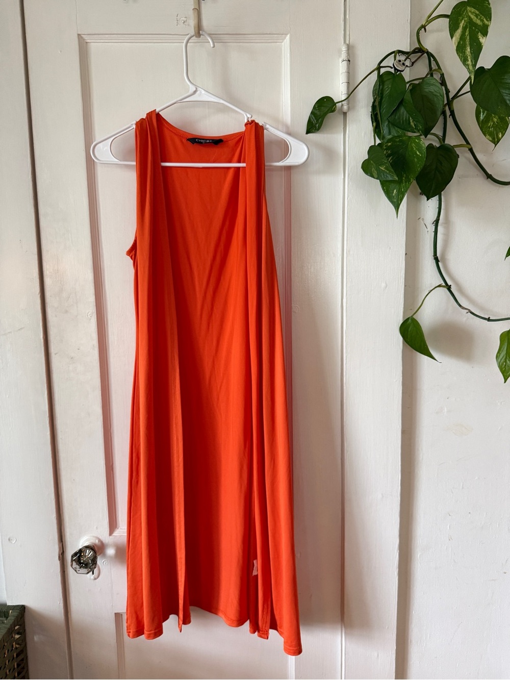 chicme size XL Bright Orange Sleeveless maxi cardigan
